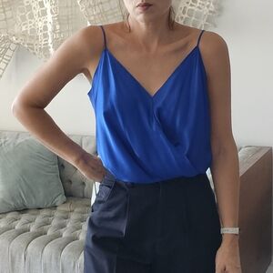 Satin blue satin top from Bailey.